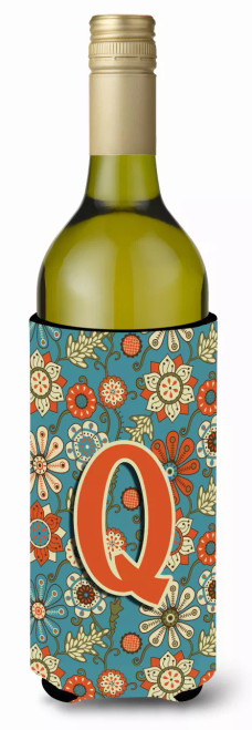 Monogram Letter Flowers Wine Bottle Hugger - CJ2012-QLITERK