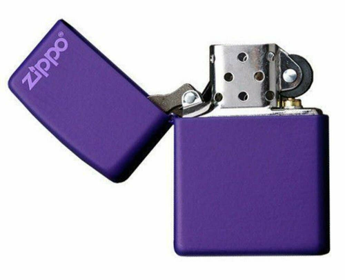 Zippo Purple Matte w/ Logo Lighter Regular Classic
