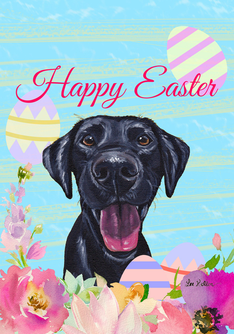 Black Labrador - Hippie Hound Studios Easter  House and Garden Flags - HH33001