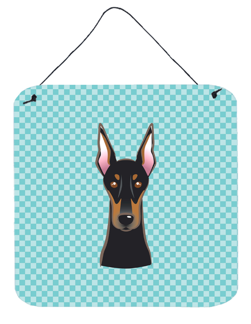 Checkerboard Design with Dog Wall or Door Hanging Prints - BB1183DS66