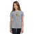 Kid wearing a gray tee featuring an illustration of a duck