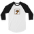 A white and black, raglan sleeve baseball shirt featuring an original illustration of a gopher