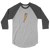 A gray and dark gray, raglan sleeve baseball shirt featuring an original illustration of a flamingnope