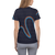 Woman in navy blue athletic t-shirt featuring orange & light blue  abstract print (back print)