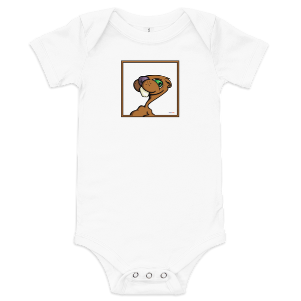 Original gopher illustration on a white, short sleeve baby onesie