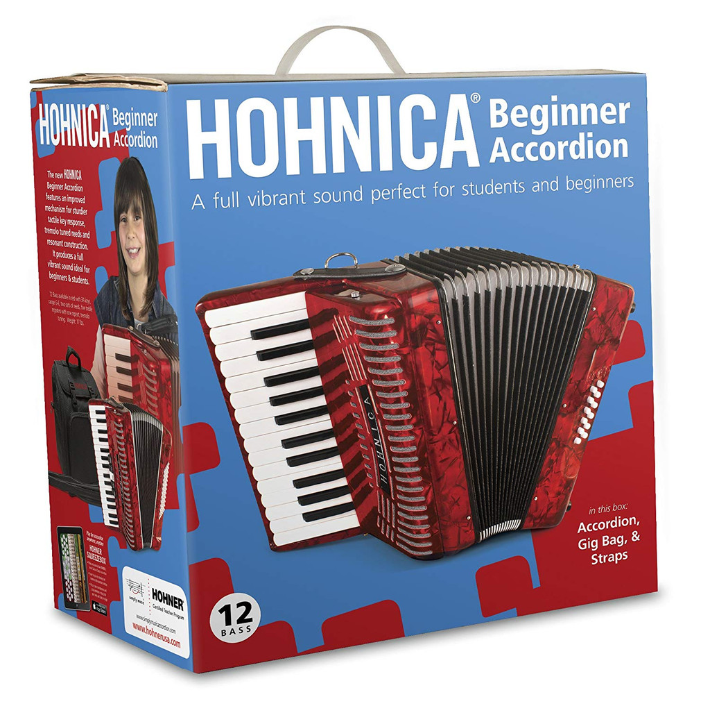 Hohner Accordions 1304-Red 73-Key Accordion With 2 Sets Fo Reeds - Red
