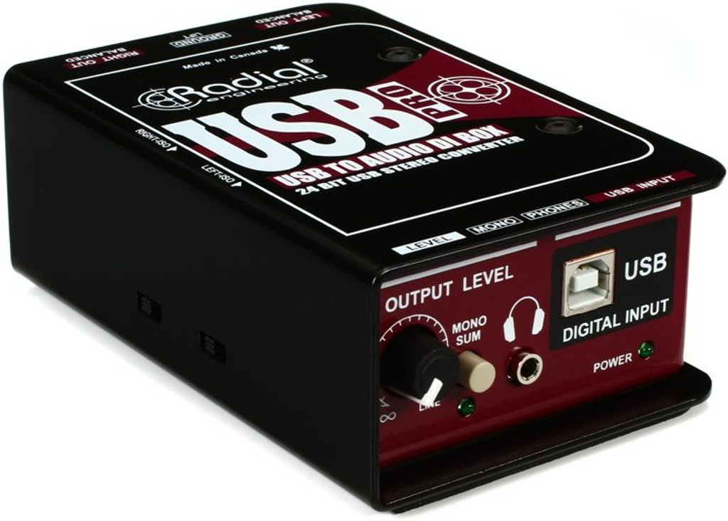 Radial Usb-Pro 2 Channel Active Stereo Usb Laptop Di Instrument Direct Box With Built-In Headphone Amp
