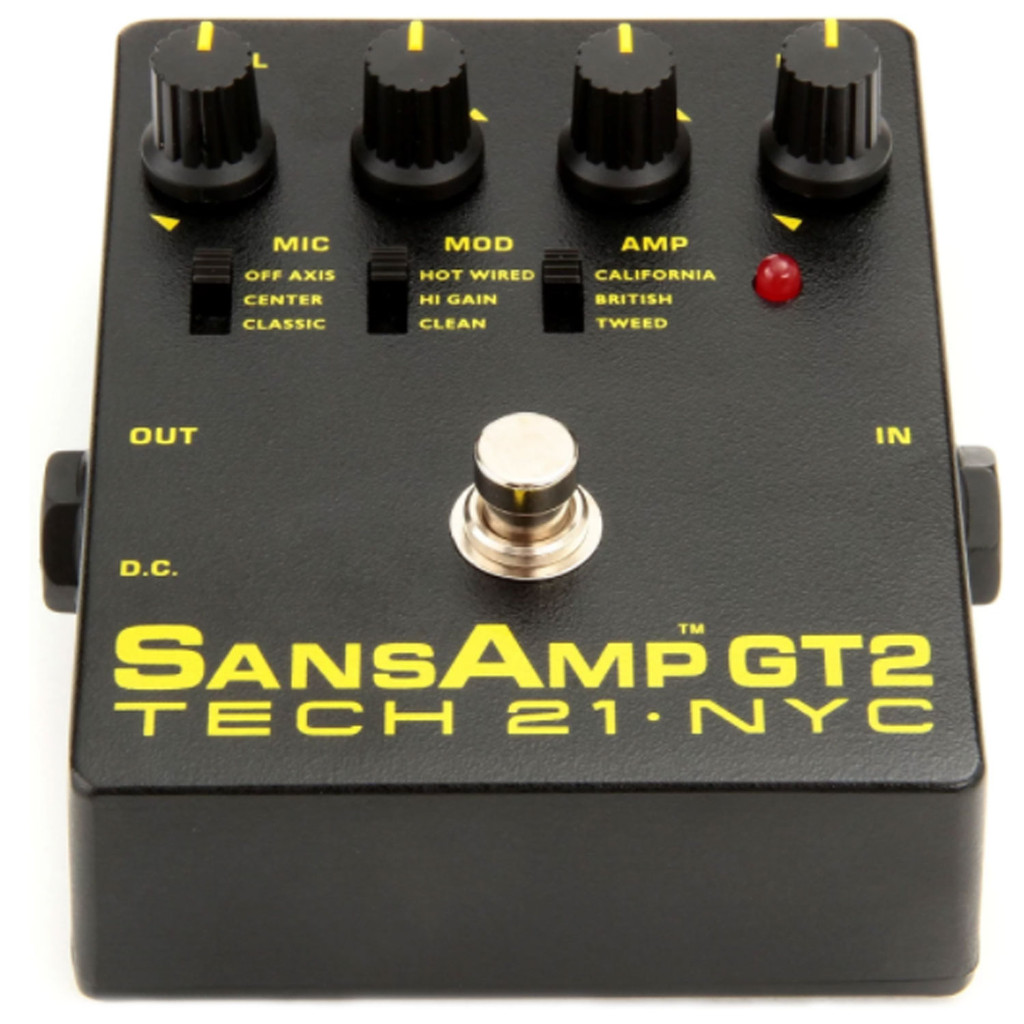 Tech 21 Gt2 Sansamp Tube Amp Emulator Multi Effects Pedal With Power Adapter 2 Patch Cable And Zorro Cloth