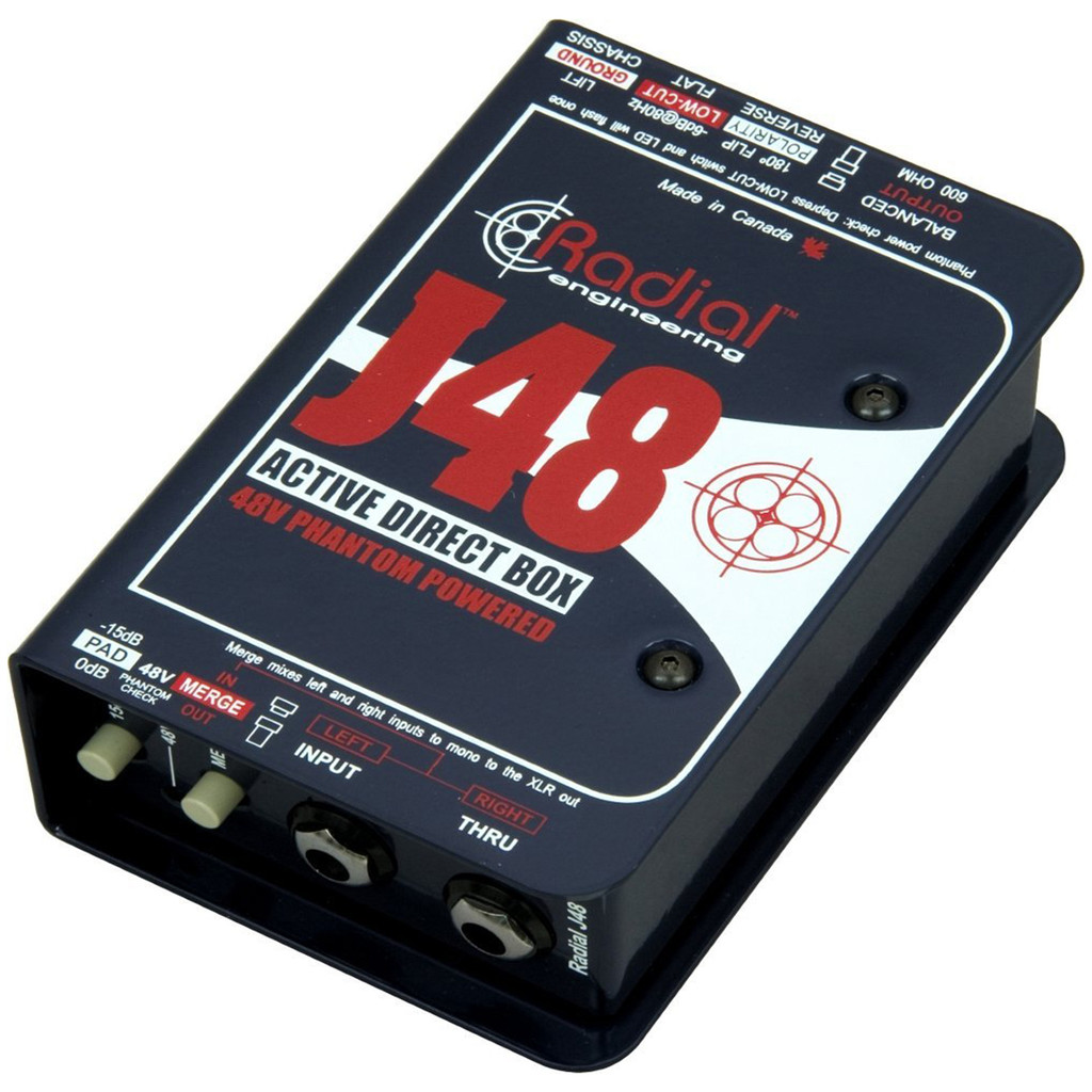 Radial J48 Active 48V Phantom Power Active Direct Box With 80Hz