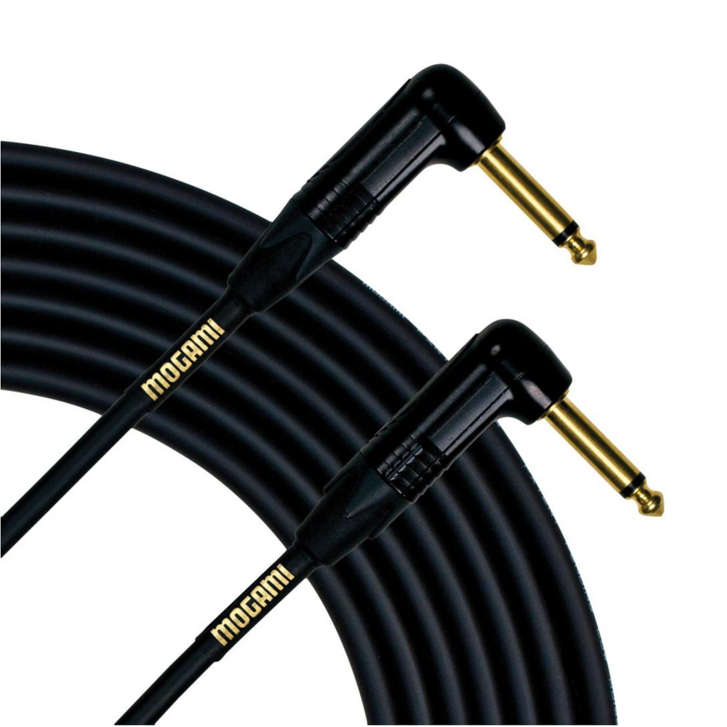Mogami Gold Instrument-02Rr Guitar Pedal Effects Instrument Cable 1/4" Ts Male Plugs Gold Contacts Right Angle Connectors -  2 Feet With Lifetime Warranty