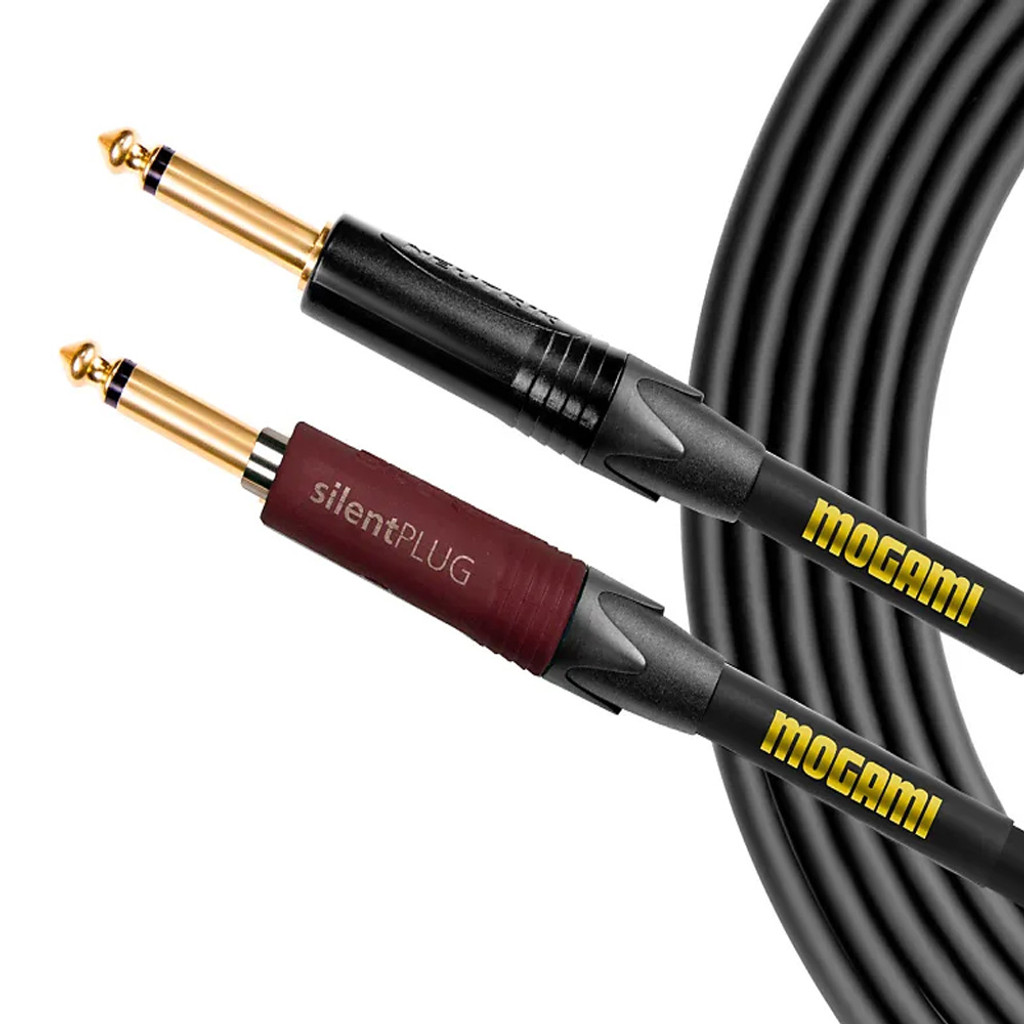 Mogami Gold Inst Silent S-18 Guitar Instrument Cable 1/4" Ts Male Plugs Gold Contacts Straight Connectors With Silent Plug - 18 Foot With Lifetime Warranty