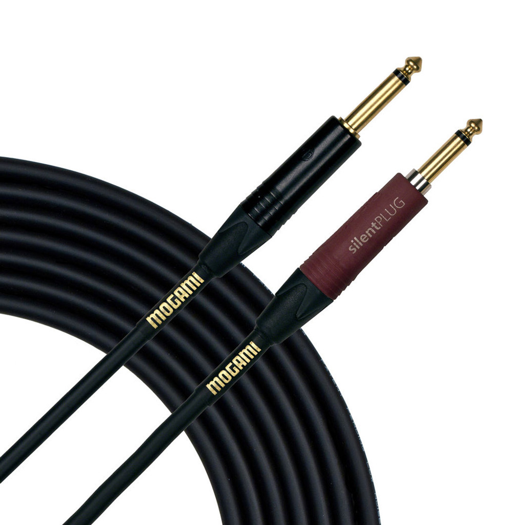 Mogami Gold Inst Silent S-10 Guitar Instrument Cable 1/4" Ts Male Plugs Gold Contacts Straight Connectors With Silent Plug - 10 Feet With Lifetime Warranty