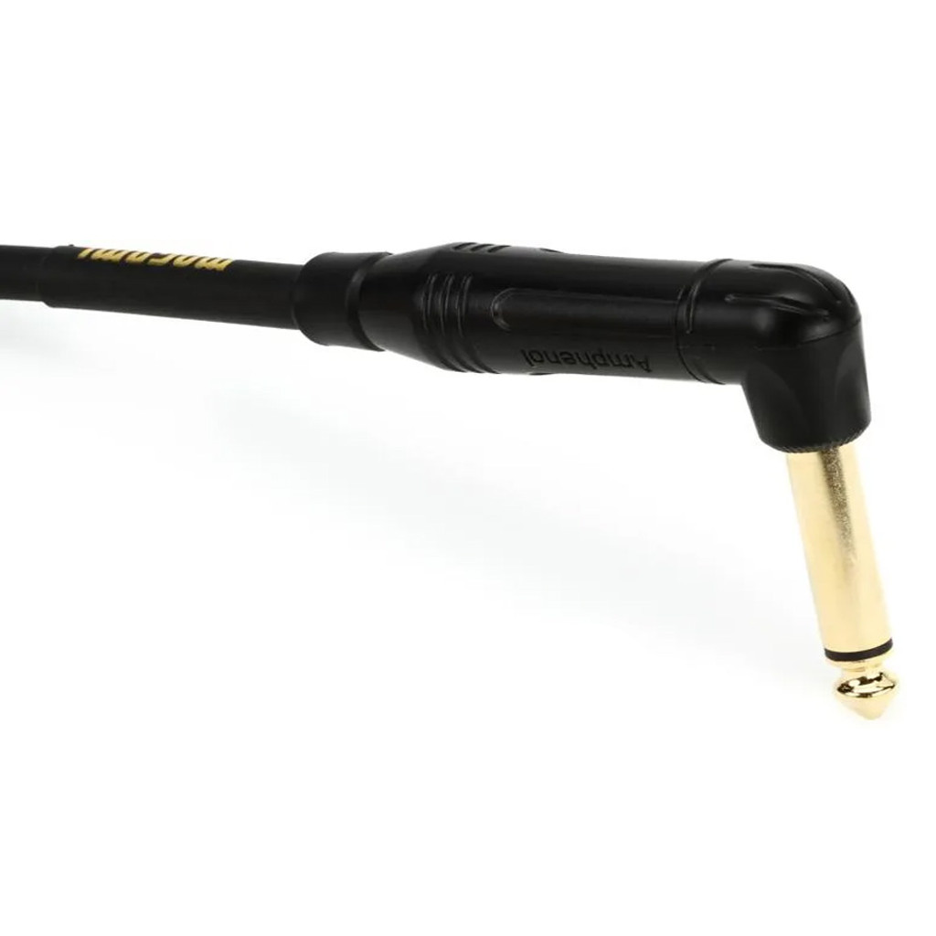 Mogami Gold Instrument-10Rr Guitar Instrument Cable 1/4" Ts Male Plugs Gold Contacts Right Angle Connectors - 10 Feet With Lifetime Warranty