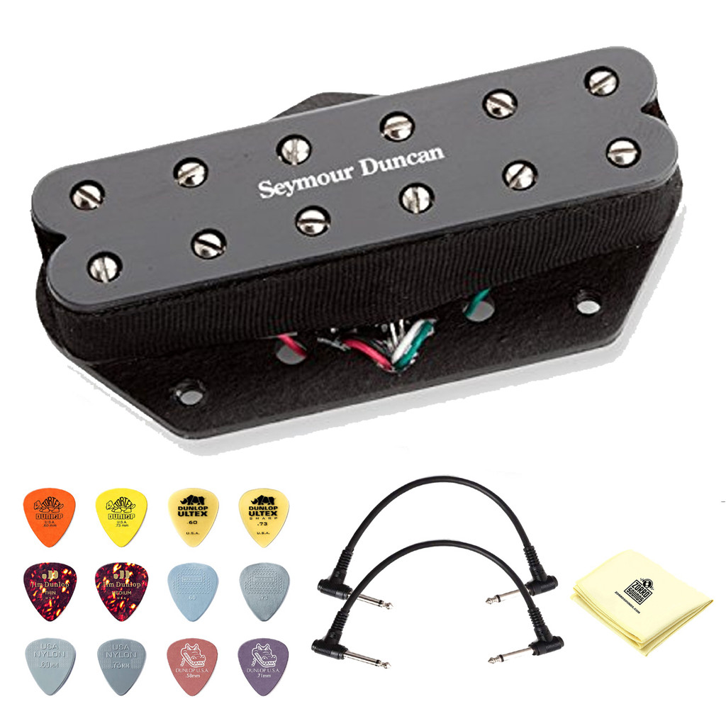 Seymour Duncan St591 Little 59 Lead Telecaster Pickup With 2 Senor Patch Cable 12 Pick Variety Pack And Zorro Polishing Cloth