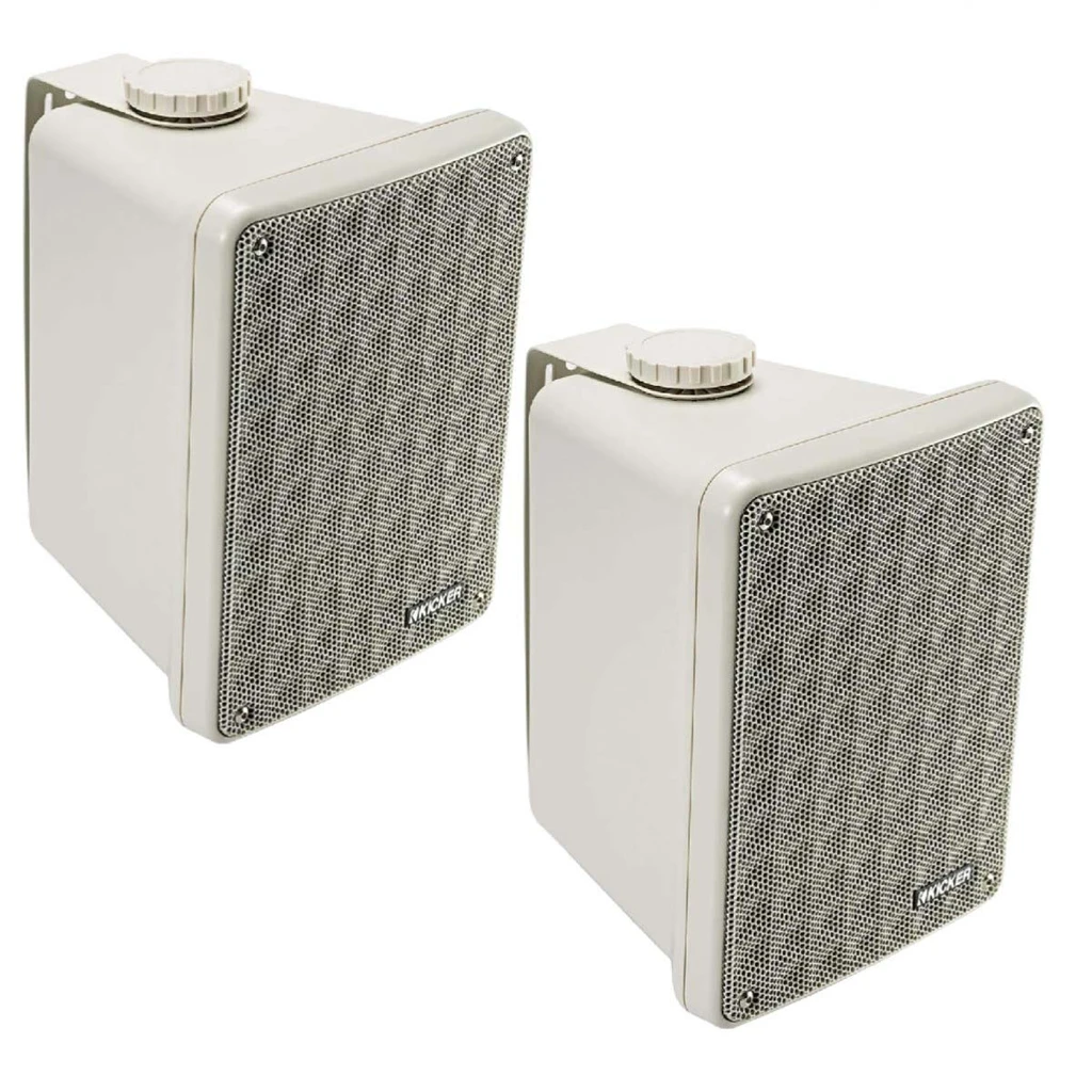 Kicker Kb6 Full Range 2-Way High-Efficiency Indoor Outdoor Speakers (Pair) - Gray