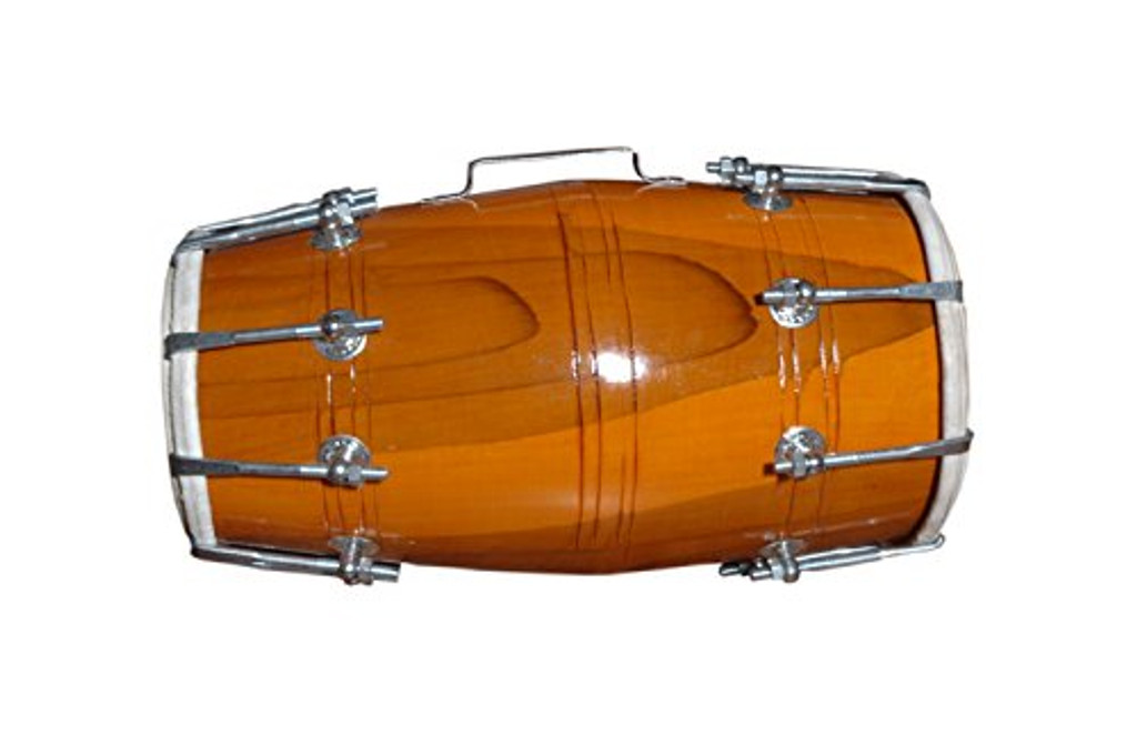 Satnam Traditional 14-Inches Bolt Tuned Handmade Dholak Drum | Dholak Instrument | Dholki Music Instrument - 100% Made in India (Natural)