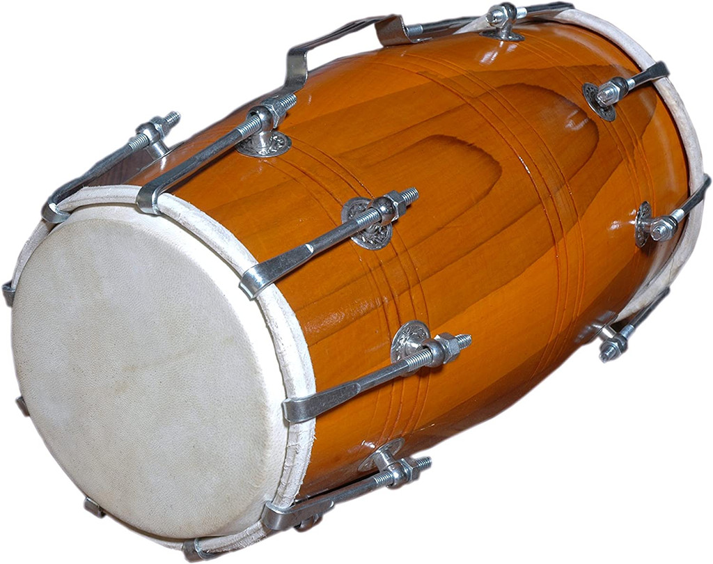 Satnam Traditional 14-Inches Bolt Tuned Handmade Dholak Drum | Dholak Instrument | Dholki Music Instrument - 100% Made in India (Natural)