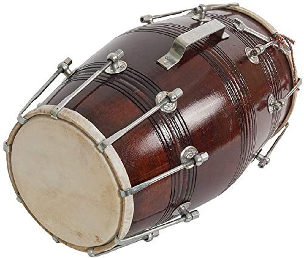 Satnam Traditional 17-Inches Bolt Tuned Handmade Dholak Drum | Dholak Instrument | Dholki Music Instrument-Dark Wood