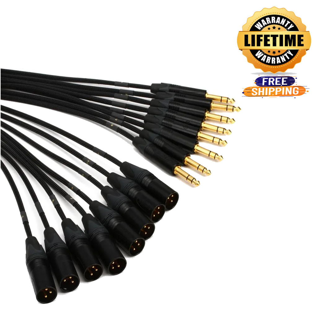 Mogami Gold 8 Trs-Xlrm-20 Audio Adapter Snake Cable 8 Channel Fan-Out 1/4" Trs Male Plug To Xlr-Male Gold Contacts Straight Connectors - 20 Feet With Lifetime Warranty