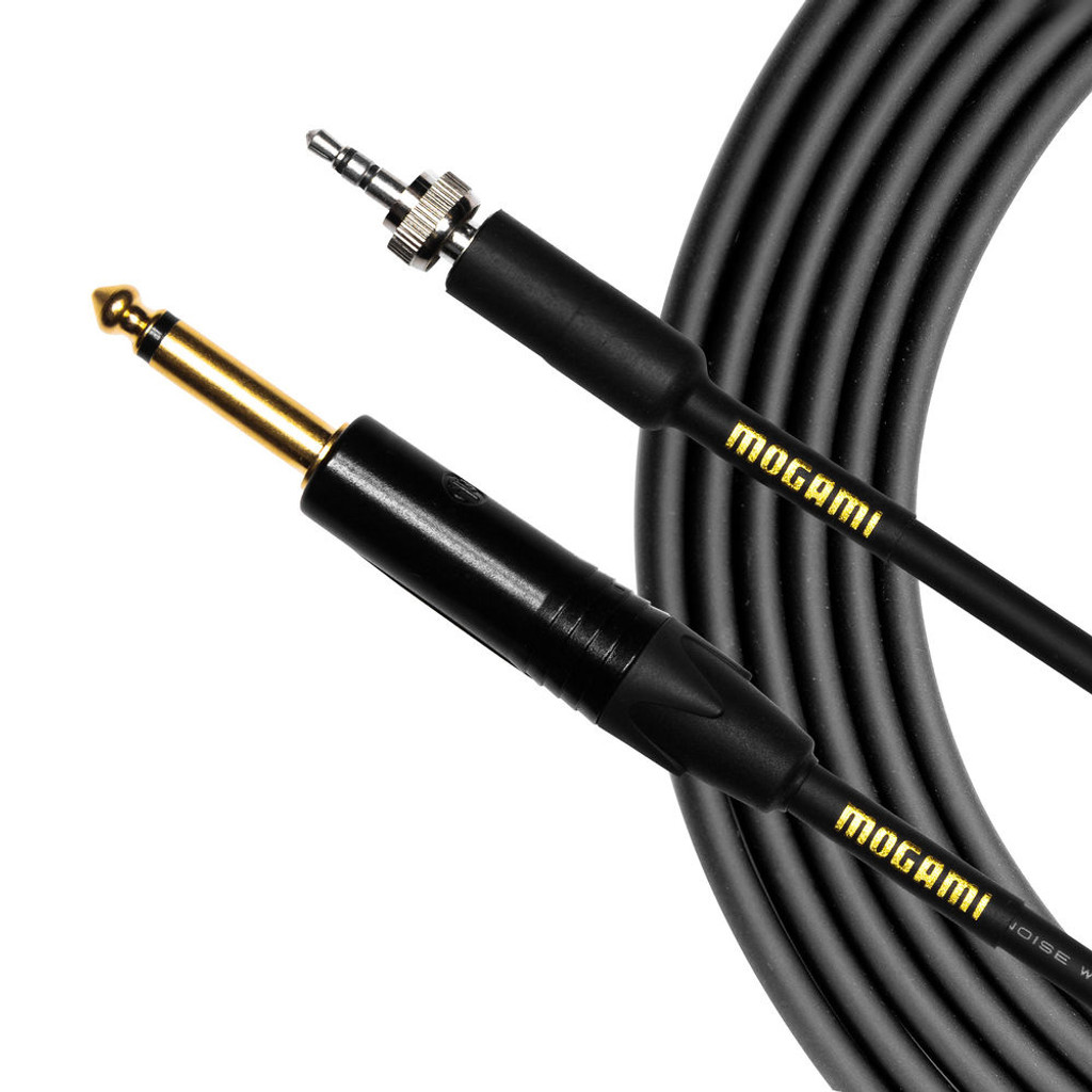 Mogami Gold Bpse Ts-30 Belt Pack Instrument Cable For Wireless Instrument Systems 1/4" Ts Male Plug To 3.5Mm Locking Trs Male Plug Straight Connectors - 30 Inch With Lifetime Warranty