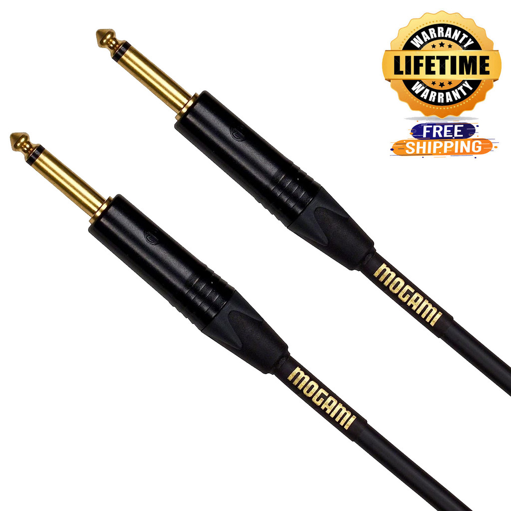 Mogami Gold Instrument-03 Guitar Instrument Cable 1/4" Ts Male Plugs Gold Contacts Straight Connectors - 3 Feet With Lifetime Warranty