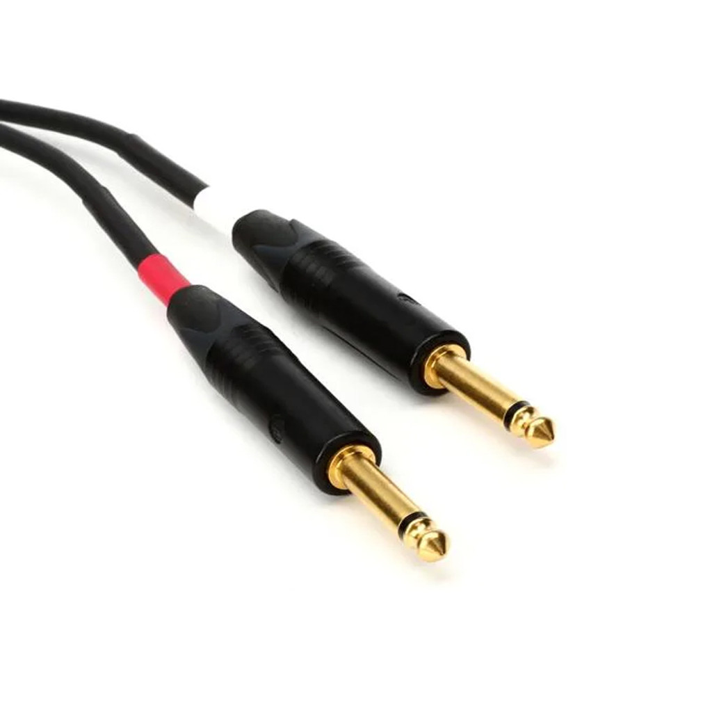 Mogami Gold Key S-06R Unbalanced Stereo Keyboard Instrument Cable 1/4" Ts Male Plugs Gold Contacts Dual Right Angle To Dual Straight Connectors - 6 Feet With Lifetime Warranty