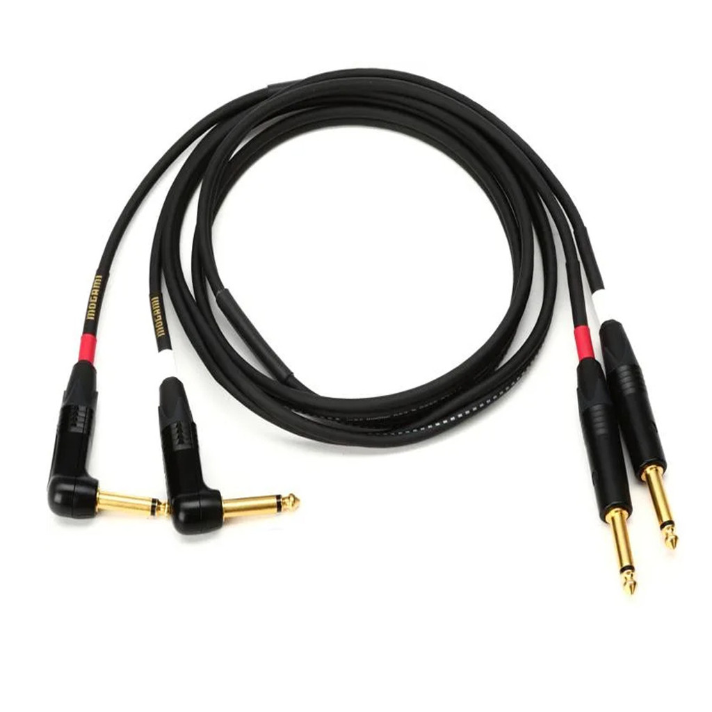 Mogami Gold Key Sb-06R Balanced Stereo Keyboard Instrument Cable 1/4" Trs Male Plugs Gold Contacts Dual Right Angle To Dual Straight Connectors - 6 Feet With Lifetime Warranty