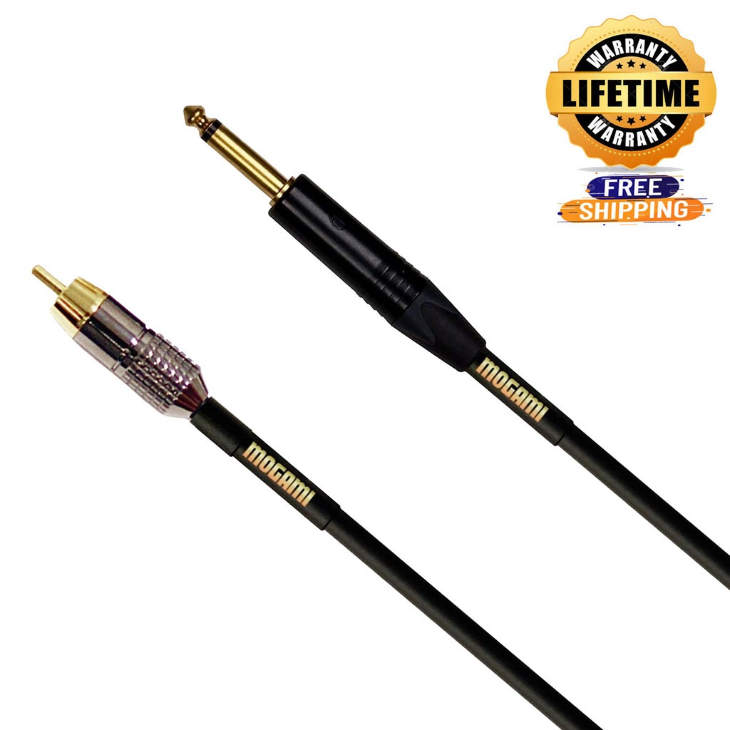 Mogami Gold Ts-Rca-06 Unbalanced Audio Adapter Cable 1/4" Ts Male Plug And Rca Male Plug Gold Contacts Straight Connectors - 6 Feet With Lifetime Warranty