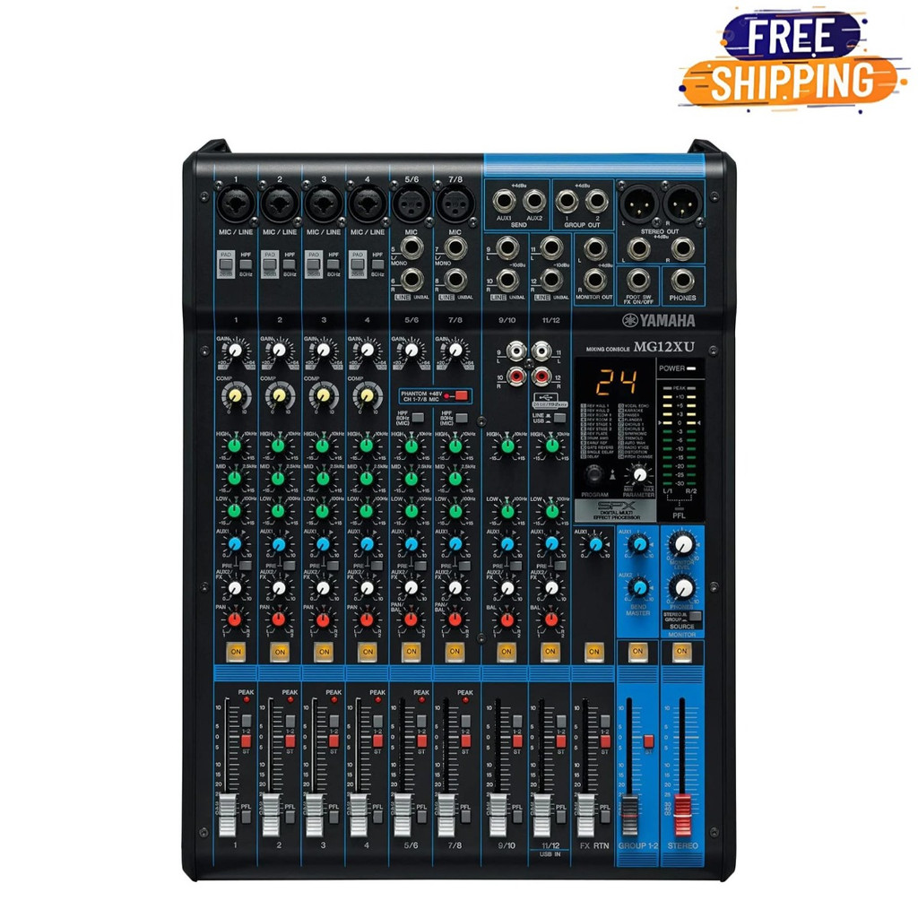 Yamaha Mg12Xu 12 Channel Analog Mixer With 6 Microphone Preamps