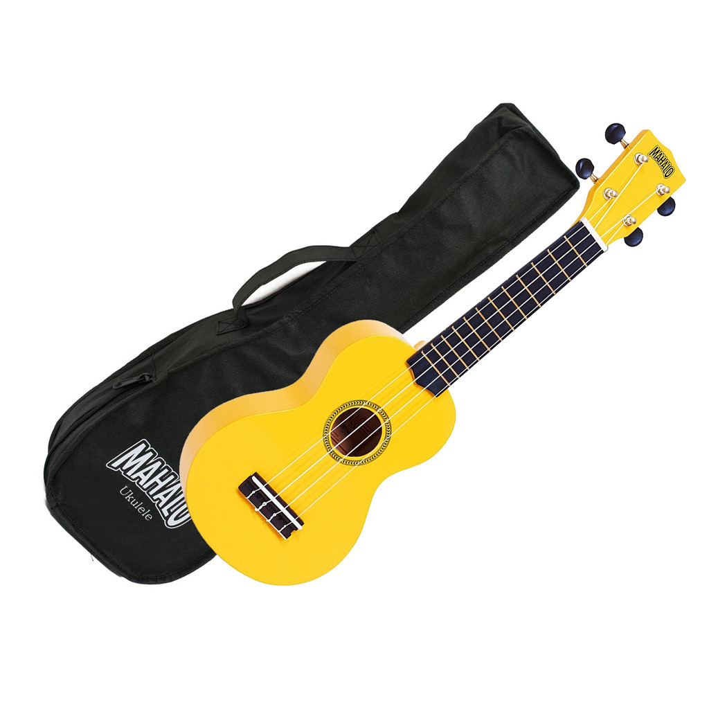 Mahalo Ukuleles MR1YW Rainbow Series Soprano Ukulele with Gig Bag - Yellow