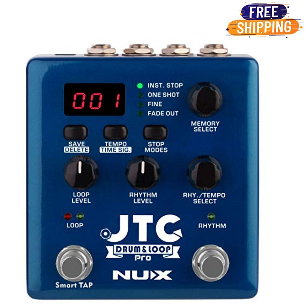 Nux Jtc Pro Drum Loop Pro Dual Switch Looper Pedal 6 Hours Recording Time 24-Bit And 44.1 Khz Sample Rate