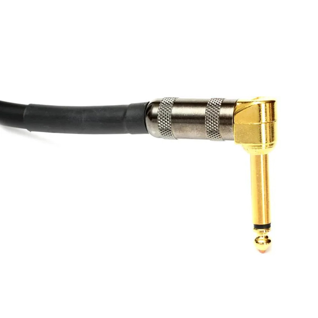 Mogami Platinum Guitar-03R Instrument Cable 1/4" Ts Male Plugs Gold Contacts Right Angle And Straight Connectors With Copper Core Plugs By G&H And Conductive Pvc Wrap - 3 Feet With Lifetime Warranty