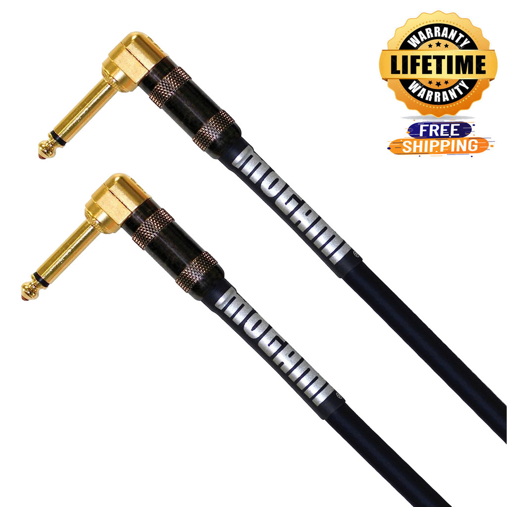 Mogami Platinum Guitar-03Rr Pedal Effects Instrument Cable 1/4" Ts Male Plugs Gold Contacts Right Angle Connectors - 03 Feet With Lifetime Warranty