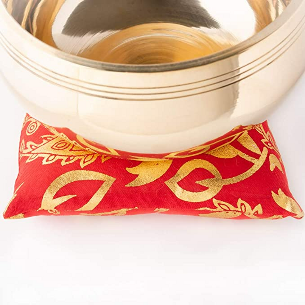 Satnam Orange Printed Singing Bowl Cushion Pillow Made In India 5 Inch - Red