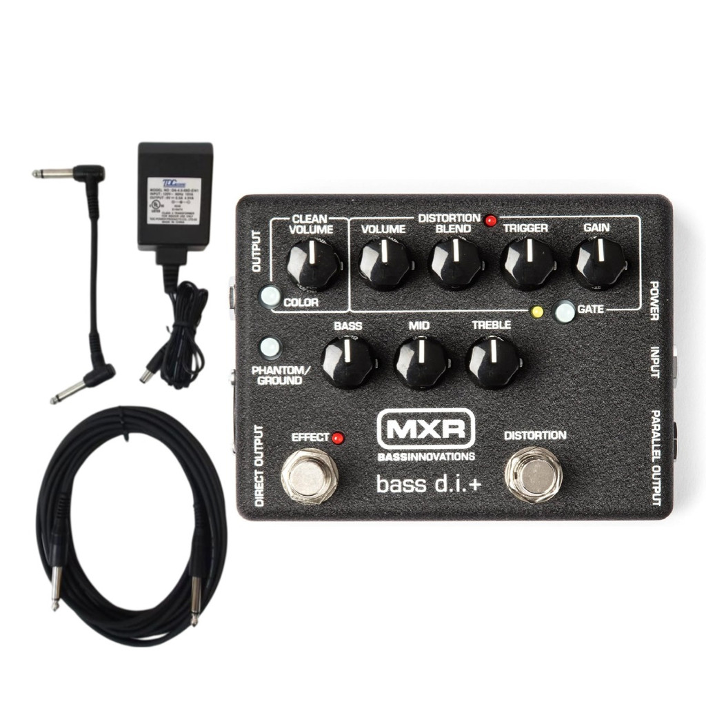 Dunlop MXR M80 Bass D.I.+ Guitar Pedal with Power Supply, Patch Cable and Instrument Cable