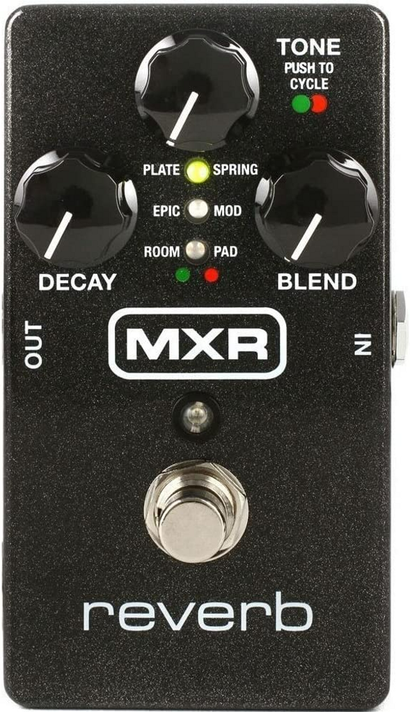 Mxr M300 Digital Reverb Effects Pedal With Power Supply 2 X Senor Patch Cable And 12 Pick Variety Pack