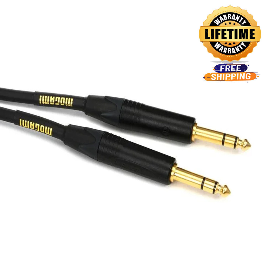 Mogami Gold Trs-Trs-15 Balanced 1/4" Trs Male To 1/4" Trs Male Patch Cable With Black Epoxy Finish And Gold Plated Plugs - 15 Feet With Lifetime Warranty