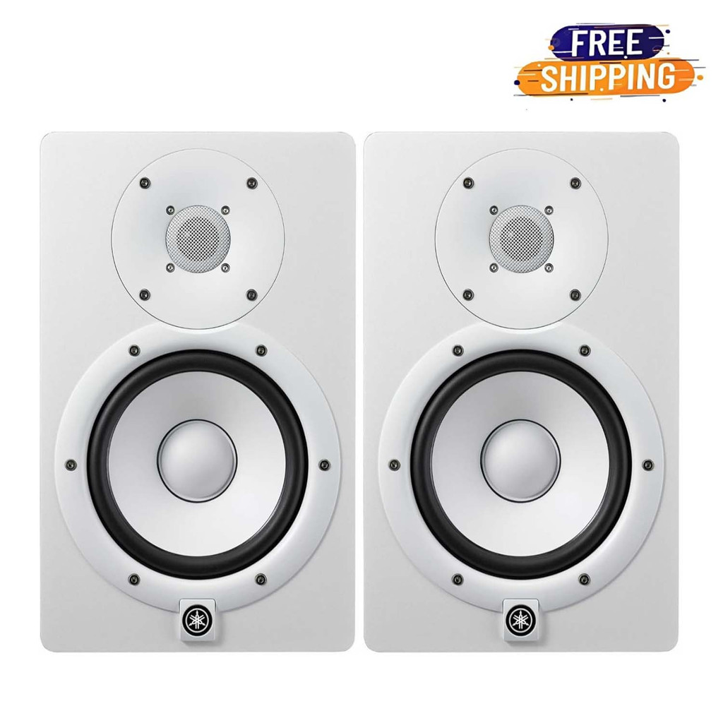 Yamaha HS7W Powered Studio Monitor 6.5-Inch in White Pack of  2