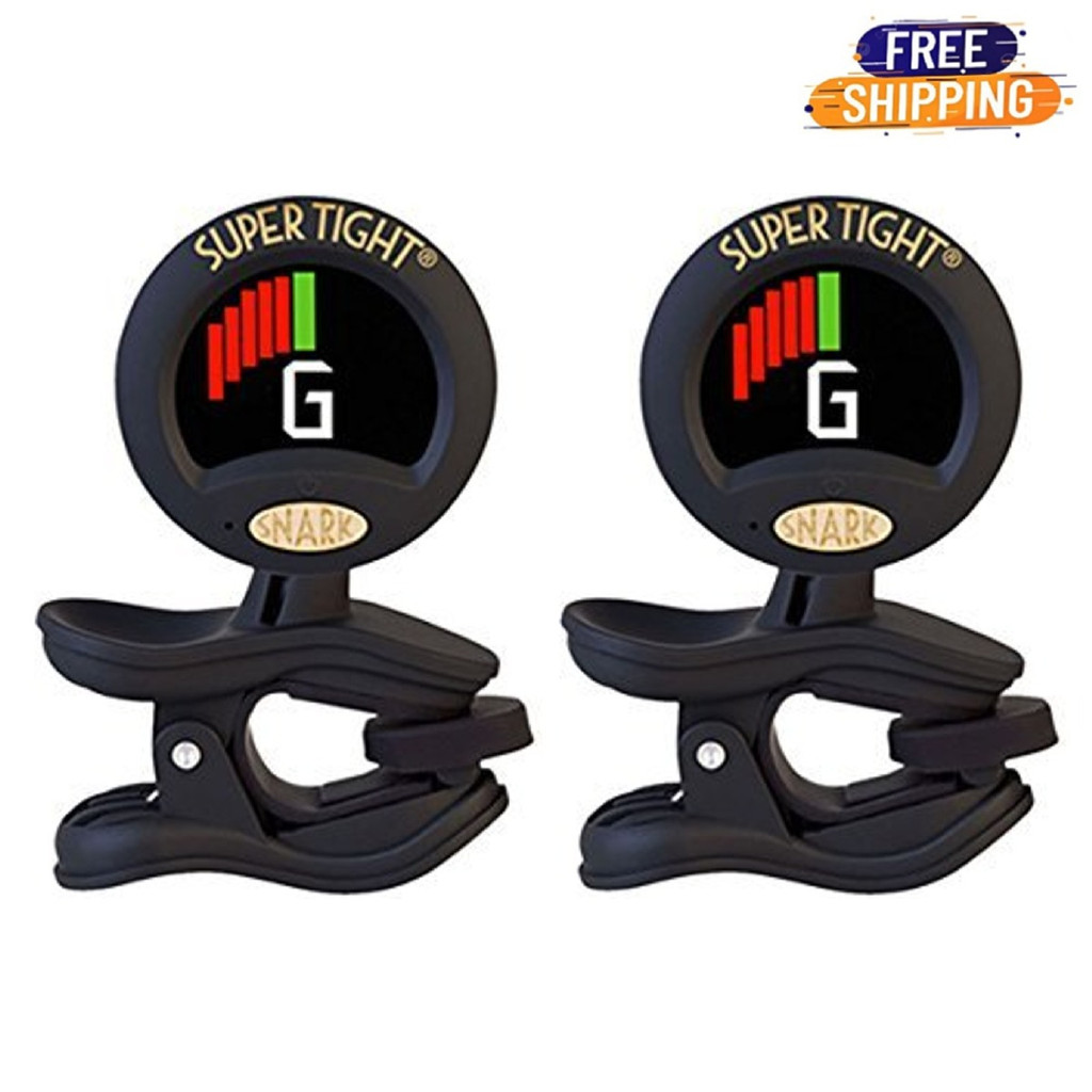 Snark ST 8 Super Tight Clip On Tuner Headstock Instrument Tuner with High Definition Screen | Rotating Display | Flat Tuning | Transposition Functions and Pitch Calibration - Pack of 2