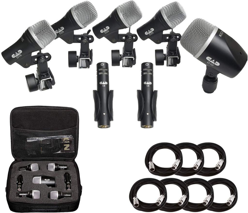 Cad Audio Drum Ams-Stage7 Seven Piece Drum Microphone Pack (Included Carry Case And Clips With 7X Senor Xlr Microphone Cable 20'