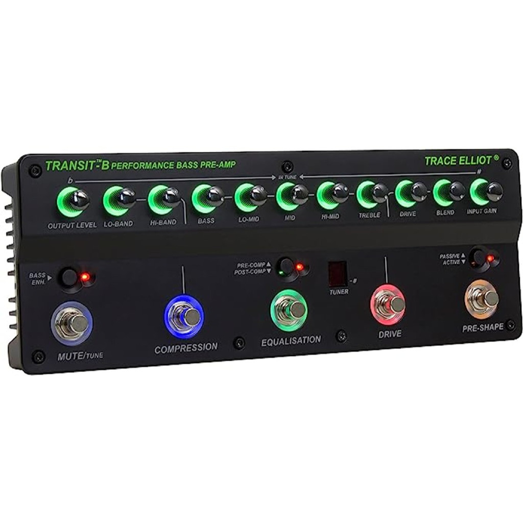 Trace Elliot Transit B Bass Pre Amp & Effects Pedal With Color Coordinated Backlit Controls