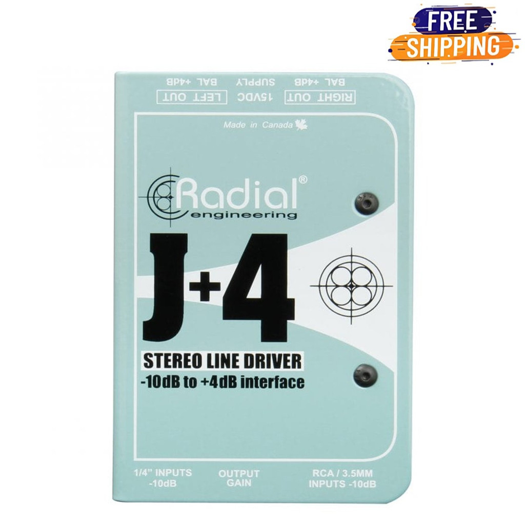 Radial Engineering J+4 Stereo Line Driver -10dB to +4dB Interface