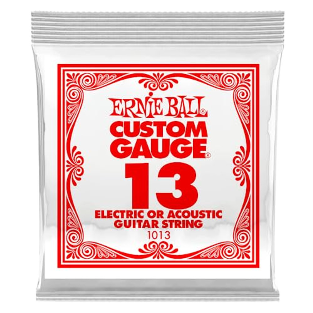 Ernie Ball Nickel Plain Single Guitar String .013 Gauge Pack of 6