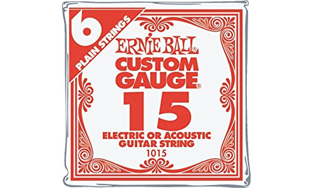 Ernie Ball Nickel Plain Single Guitar String .015 Gauge Pack of 6