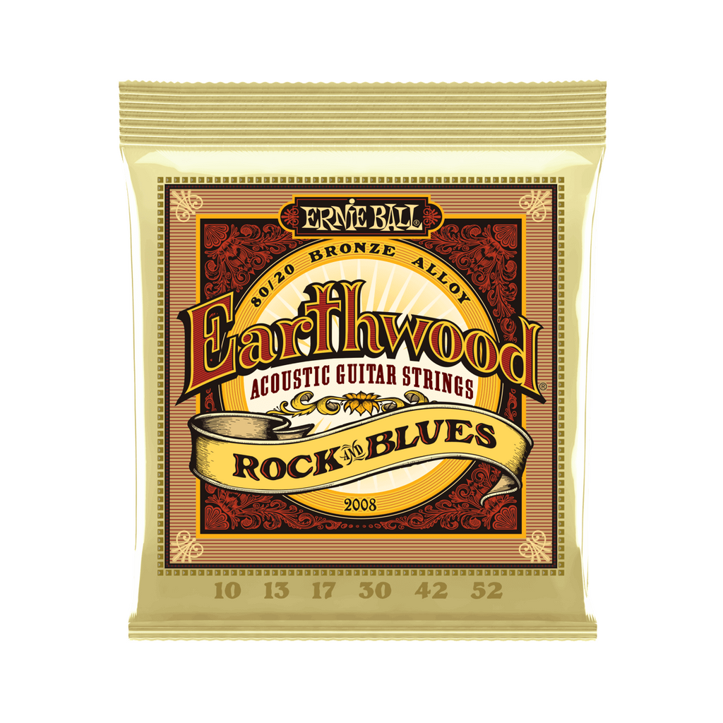 Ernie Ball Earthwood Rock & Blues 80/20 Bronze Acoustic Guitar Strings 10-52 Gauge P02008 2 Pack Set - Bronze