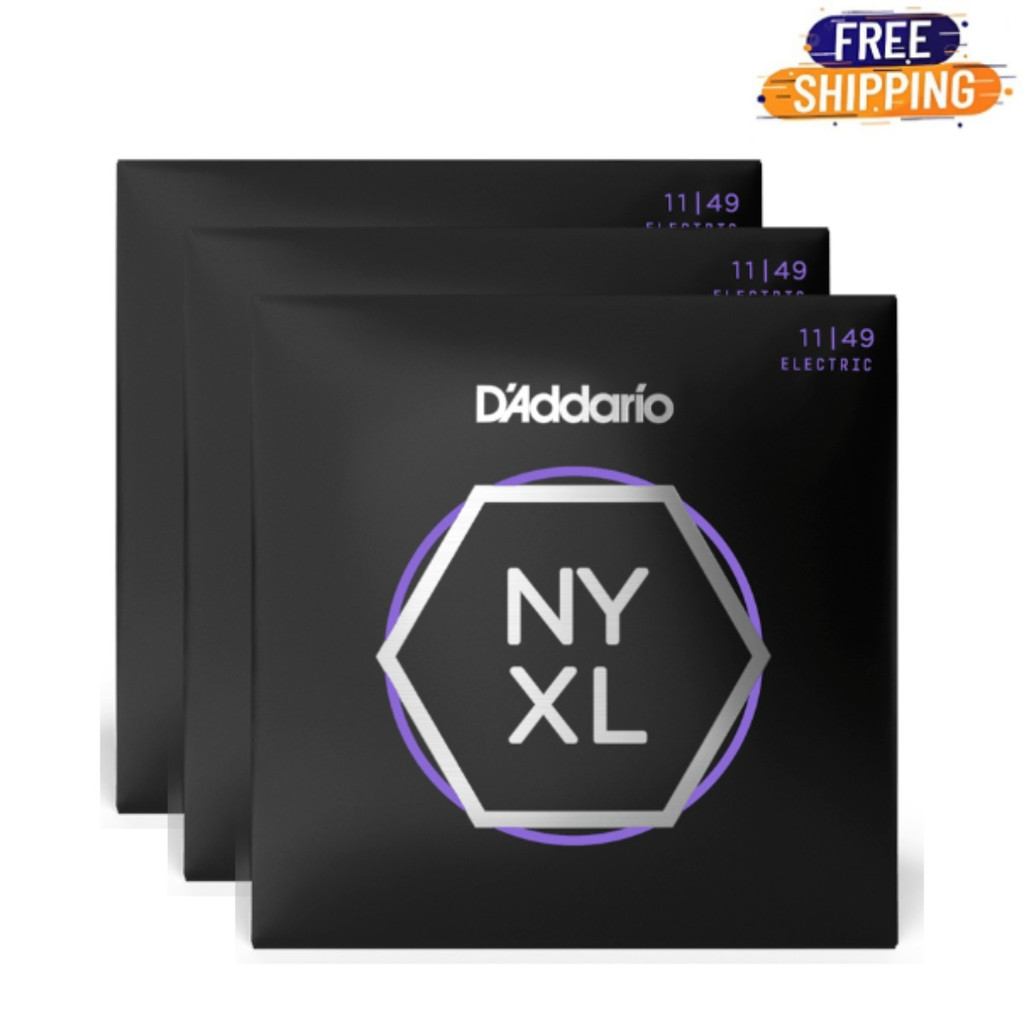 D'Addario Electric Guitar Strings Medium Gauge (11-49), 3 Pack Enhanced Midrange & Tuning Stability