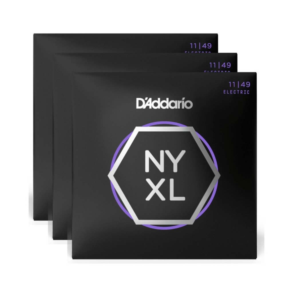 D'Addario Electric Guitar Strings Medium Gauge (11-49), 3 Pack Enhanced Midrange & Tuning Stability