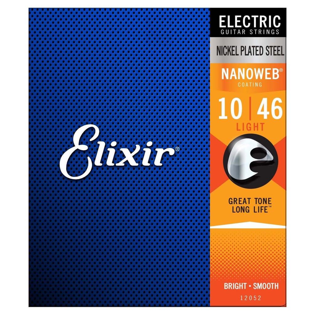 Elixir 12052 Electric Guitar String Nanoweb Light 10-46 Bright Smooth Blue - Set of 3