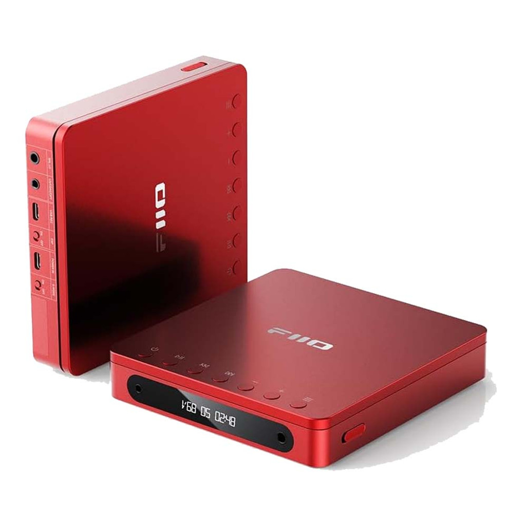 FiiO DM13 Multifunctional Portable Stereo CD Player with Long-Lasting Battery, Supports USB Ripping, Optical/coaxial/3.5mm/4.4mm outputs (Red Bluetooth)