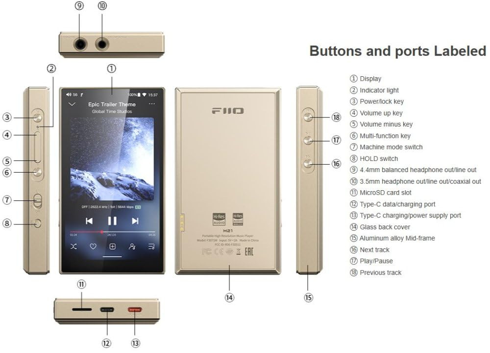 FiiO M21 Android 13 Portable Music Player MP3 Snapdragon 680 4